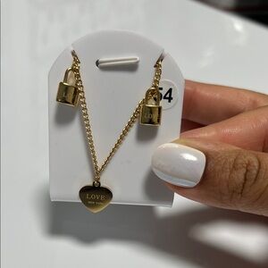 Gold Necklace and Earring Set